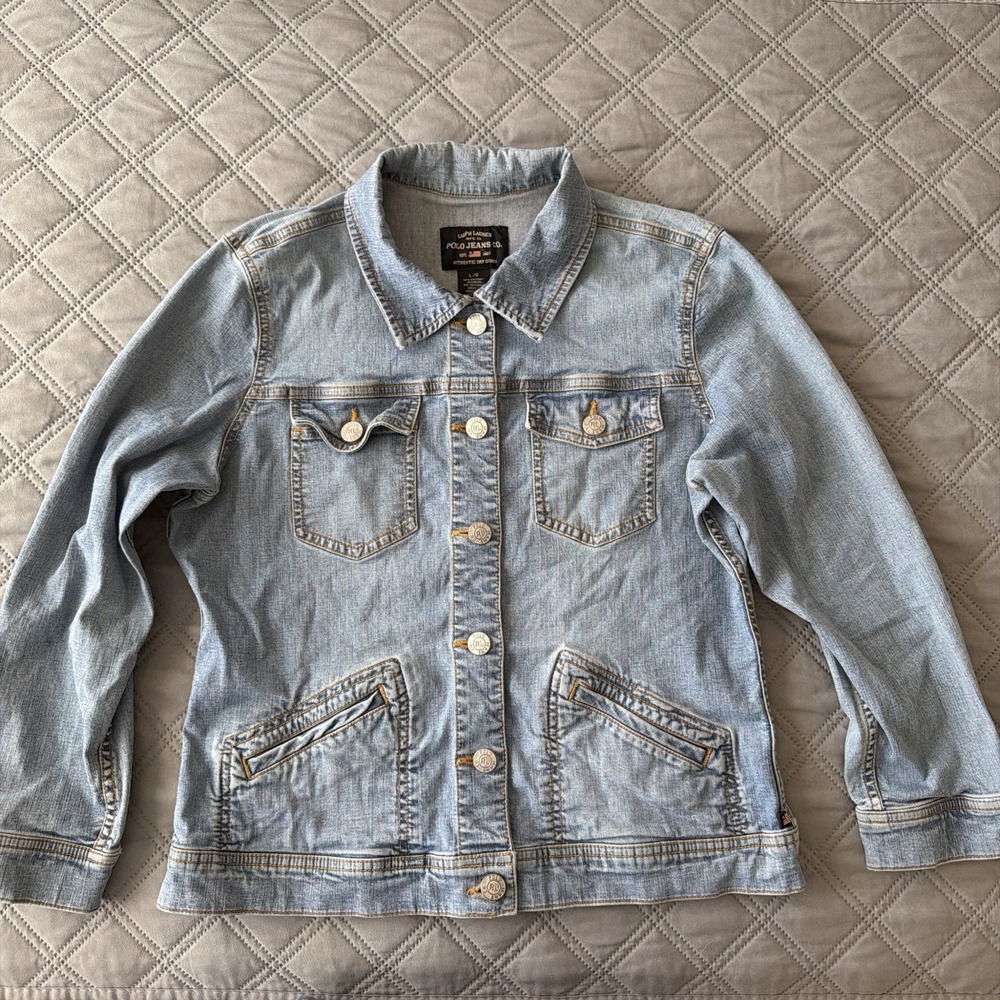 Ralph Lauren Polo Country Denim Blue Jean Jacket Kids Large